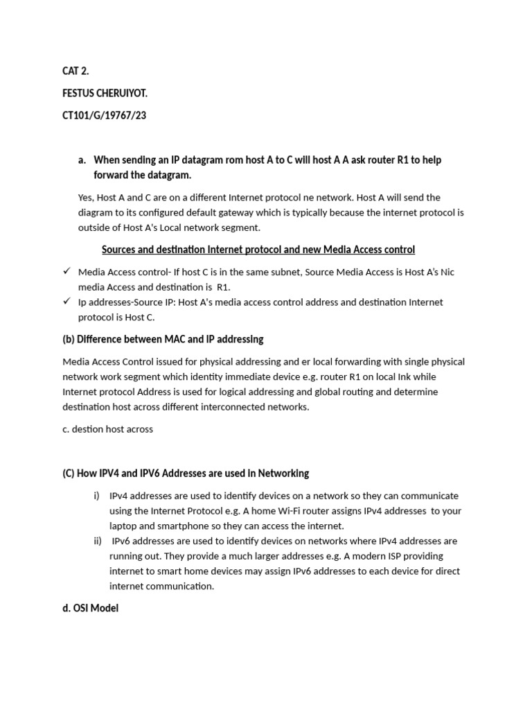 Cat 2 Computer Networks | PDF | Internet Protocols | Computer Network