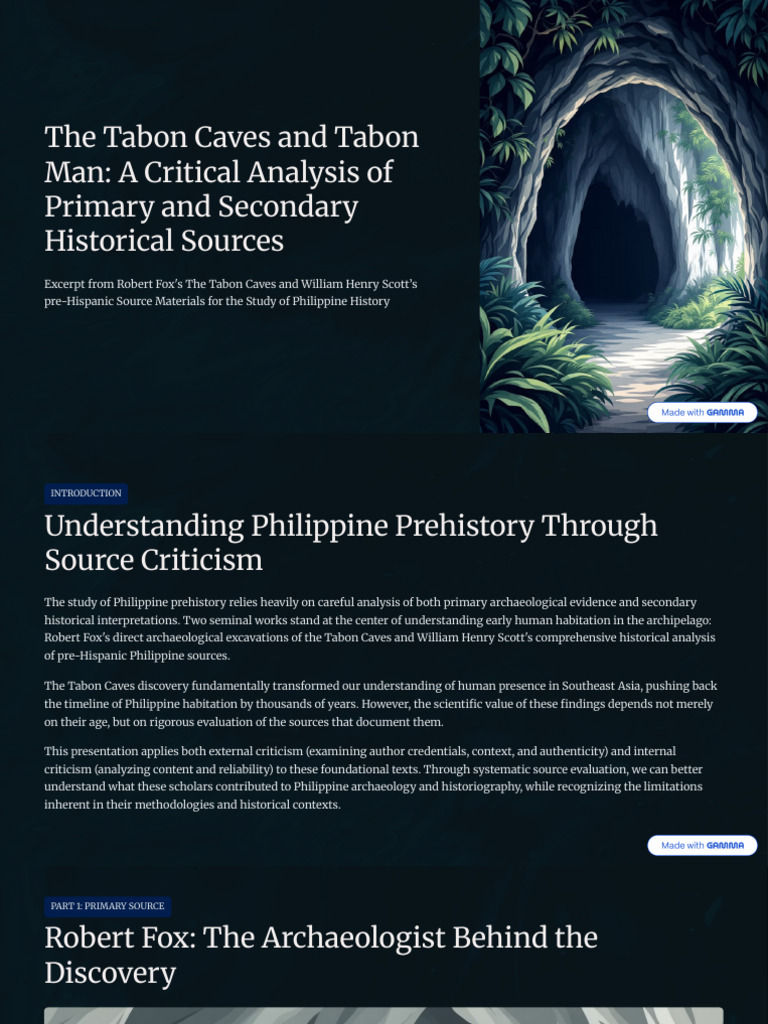 The Tabon Caves and Tabon Man A Critical Analysis of Primary and ...