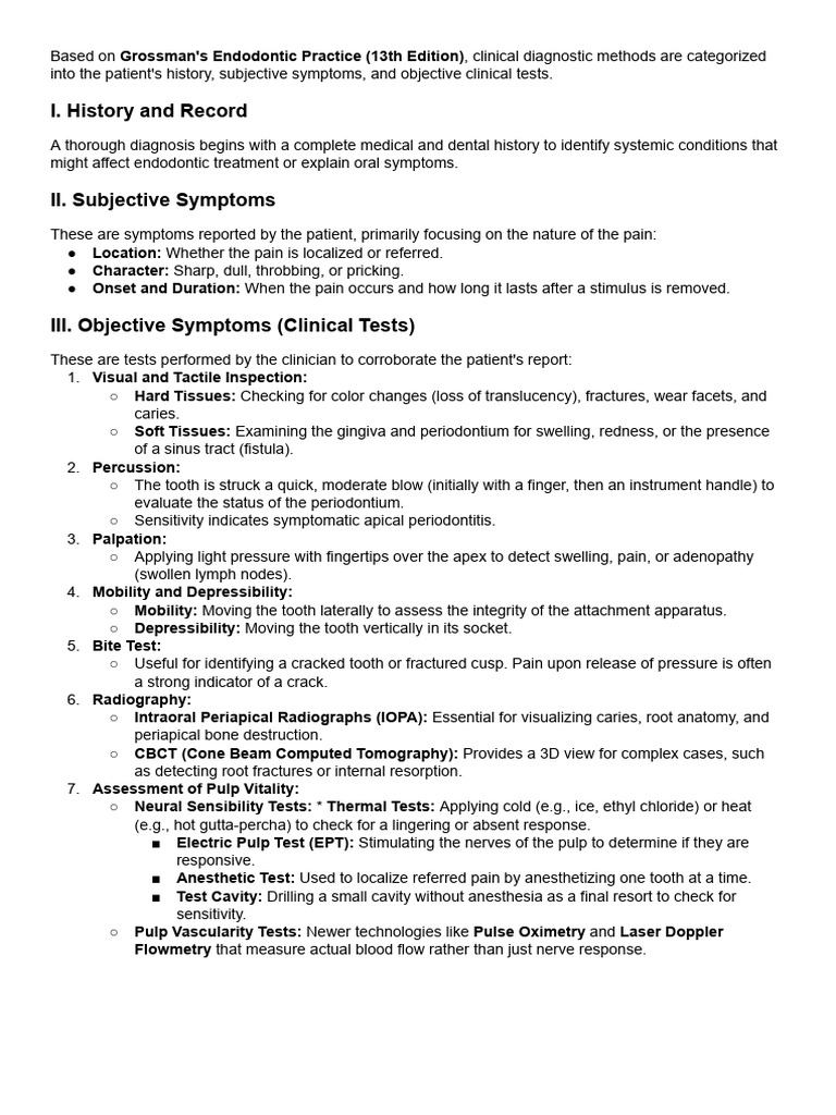 Clinical Diagnostic Methods | PDF | Dentistry Branches | Medicine