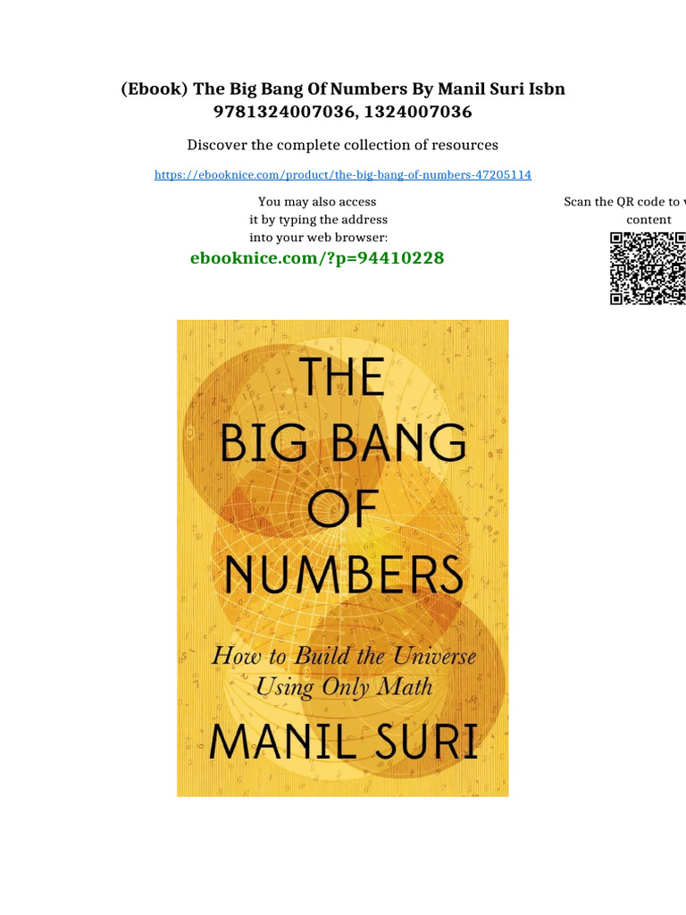 (Ebook) The Big Bang of Numbers by Manil Suri ISBN 9781324007036 ...