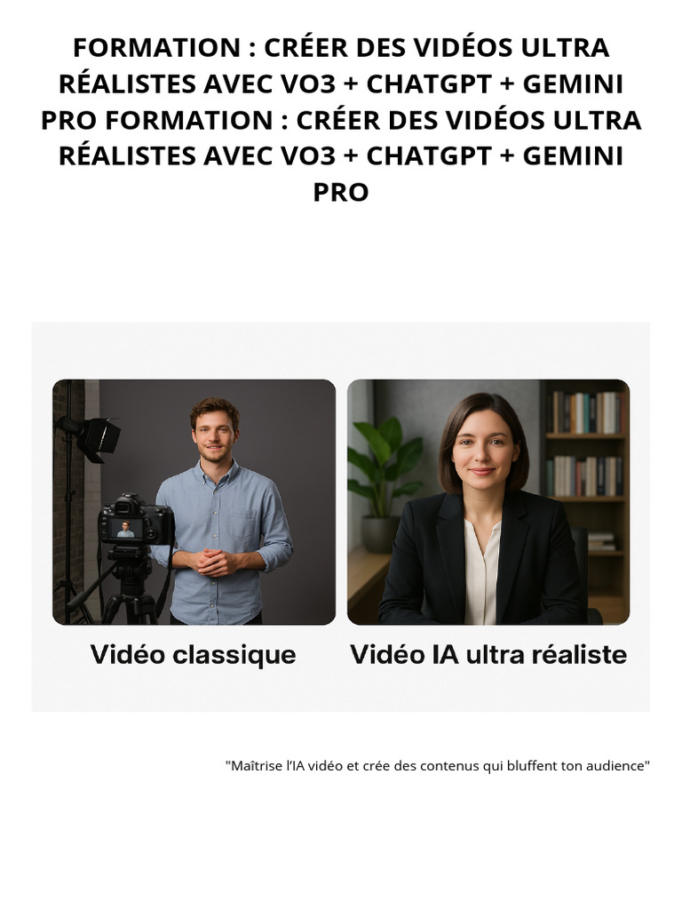 Formation Créer Des Vidéos Ultra Réalistes Avec VO3 ChatGPT Gemini Pro ...