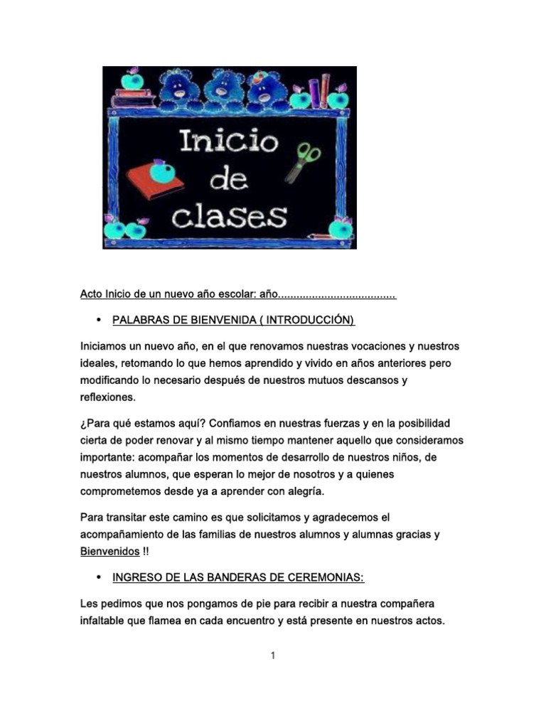 Acto Inico de Nuevo Ciclo Lectivo PDF | PDF