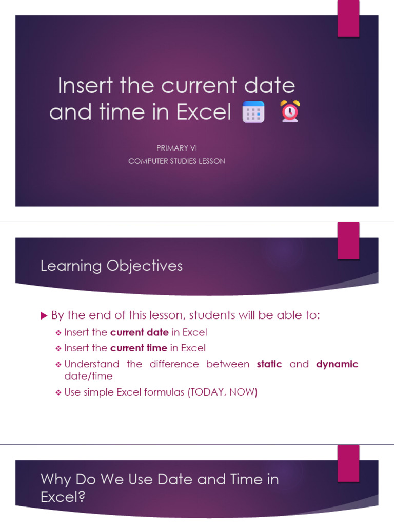 Insert The Current Date and Time | PDF | Microsoft Excel | Software