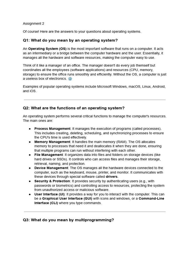 Operating System Assignment Ai | PDF | Process (Computing) | Operating ...