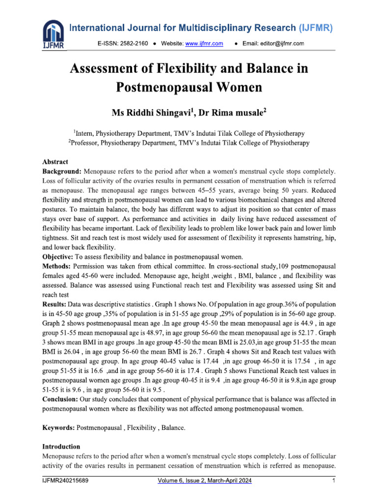 Assessment of Balance and Balance and Flexibility | PDF