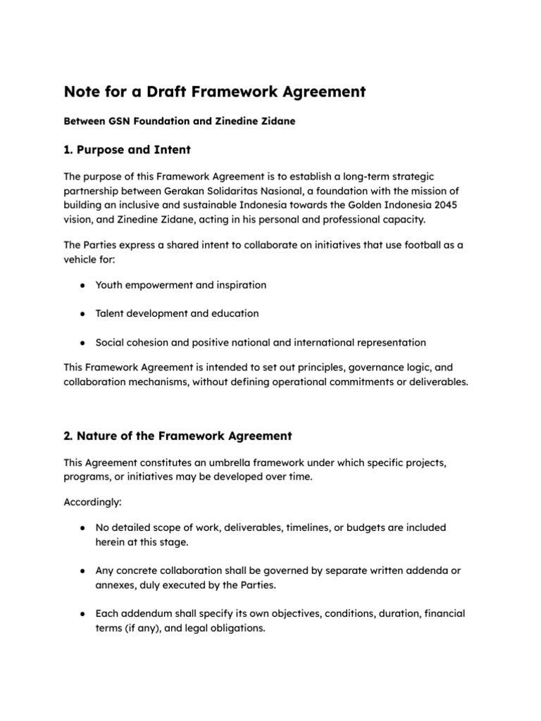 Note For Draft Framework Agreement (GSN X ZZ) | PDF | Governance | Justice