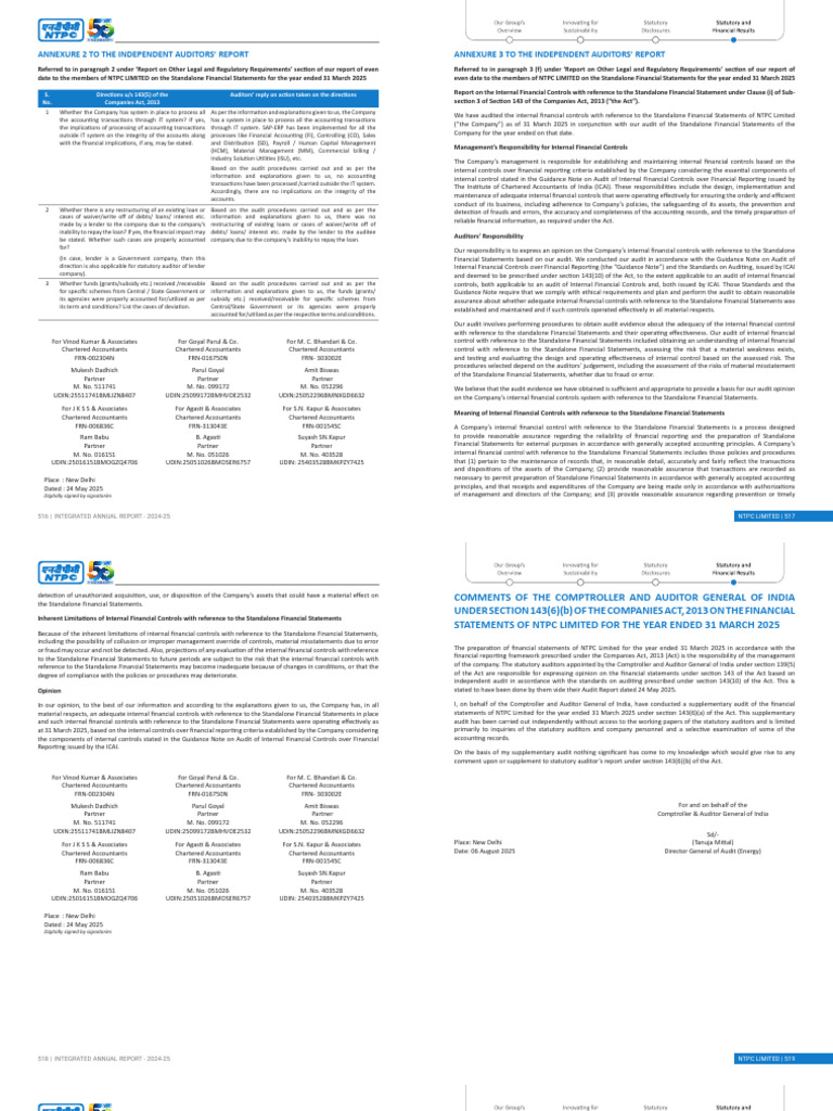 Splitted NTPC Annual Report 2024-25 | PDF | Audit | Internal Control