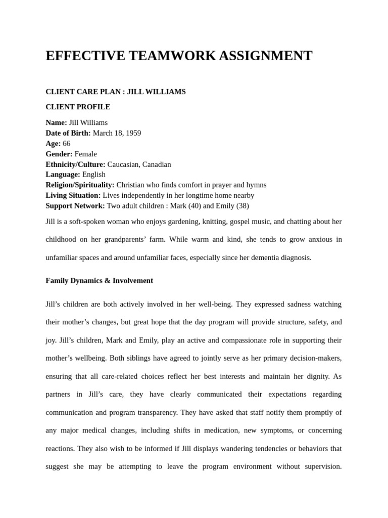 Effective Teamwork Assignmen | PDF | Dementia | Psychology