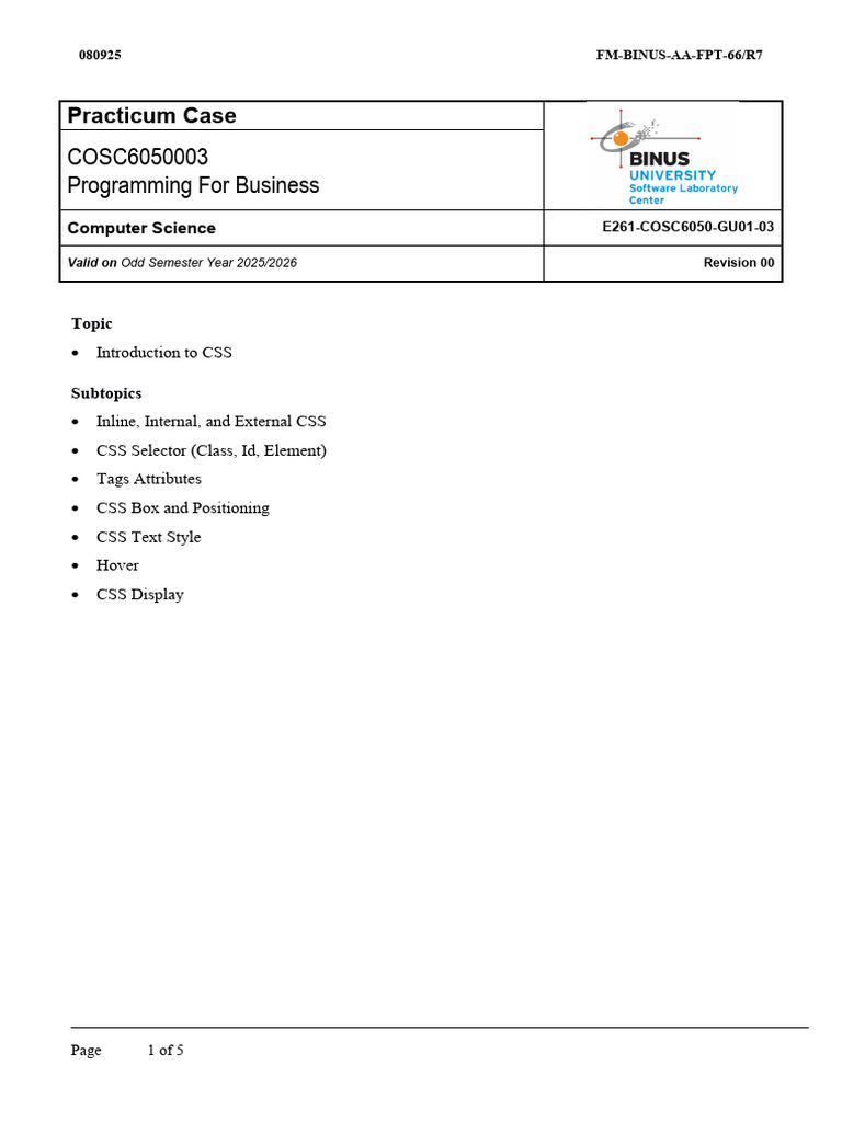 Sesi 3 - Intro To CSS | PDF