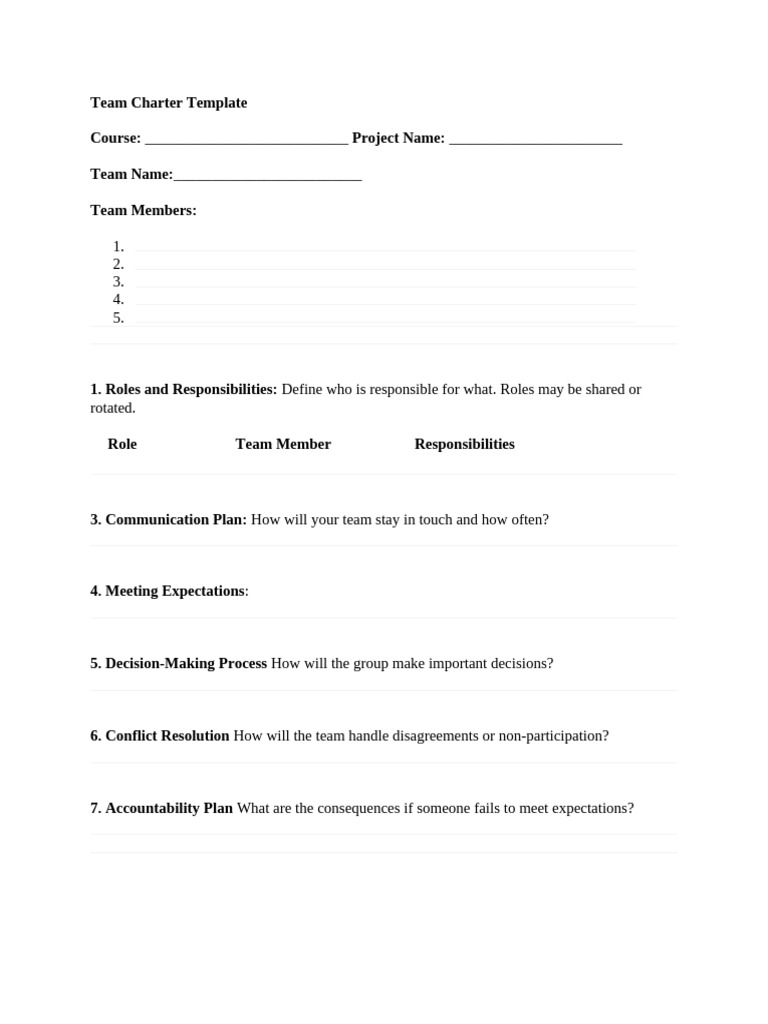 Team Charter Template | PDF