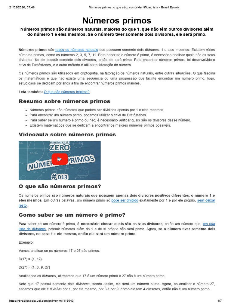 Números Primos - o Que São, Como Identificar, Lista - Brasil Escola ...