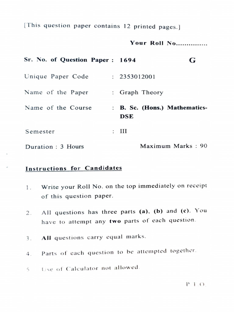 Graph Theory (Sem 3) DSE | PDF | Graph Theory | Mathematical Concepts