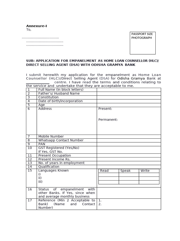 Application For Empanelment of DSA | PDF | Government