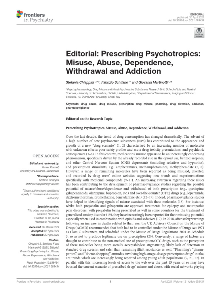 Psychotropics Abuse and Misuse | PDF | Substance Abuse | Psychoactive Drugs