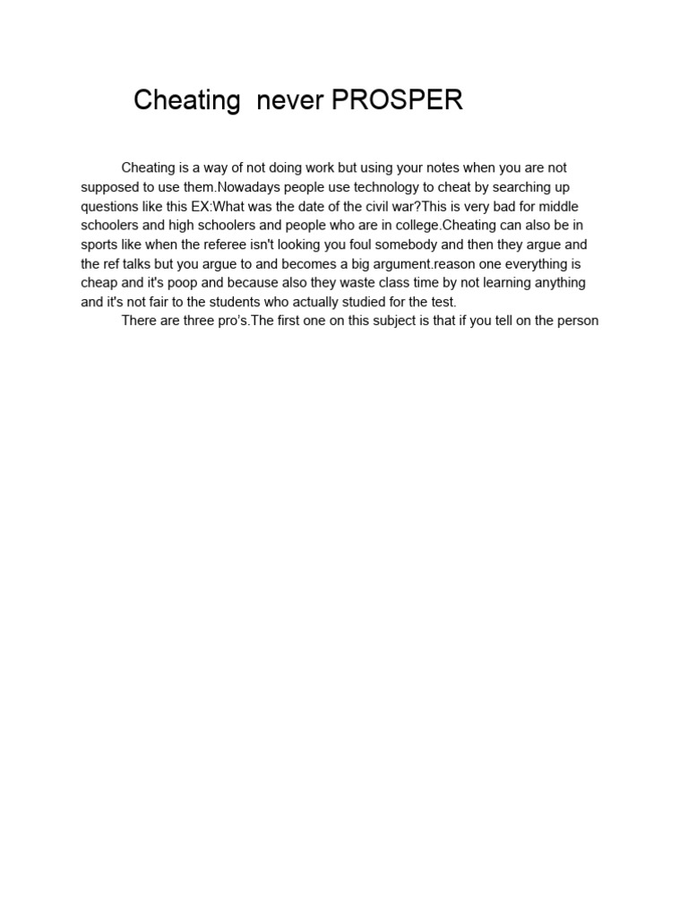 Cheating Never PROSPER | PDF