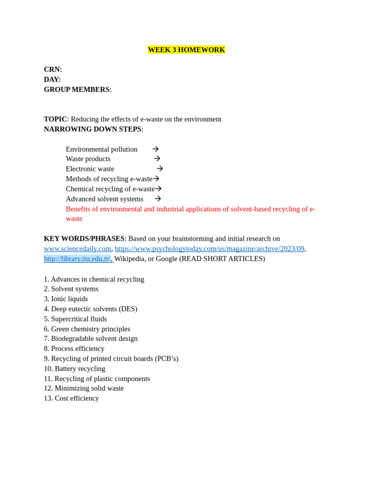 Example For Week 3 Homework | PDF | Recycling | Electronic Waste