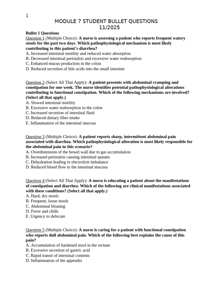 11 - 2025 - Module 7 Student Bullet Questions & Extra Bullet 2 ...