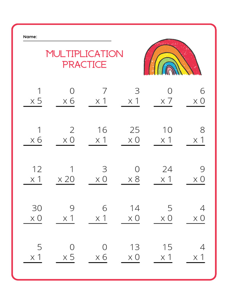 Rainbow Multiplication Drill Worksheet | PDF