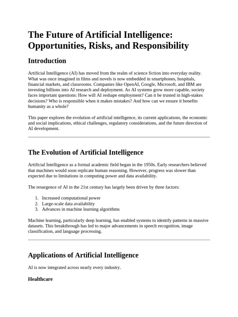The Future of Artificial Intelligence | PDF | Artificial Intelligence ...