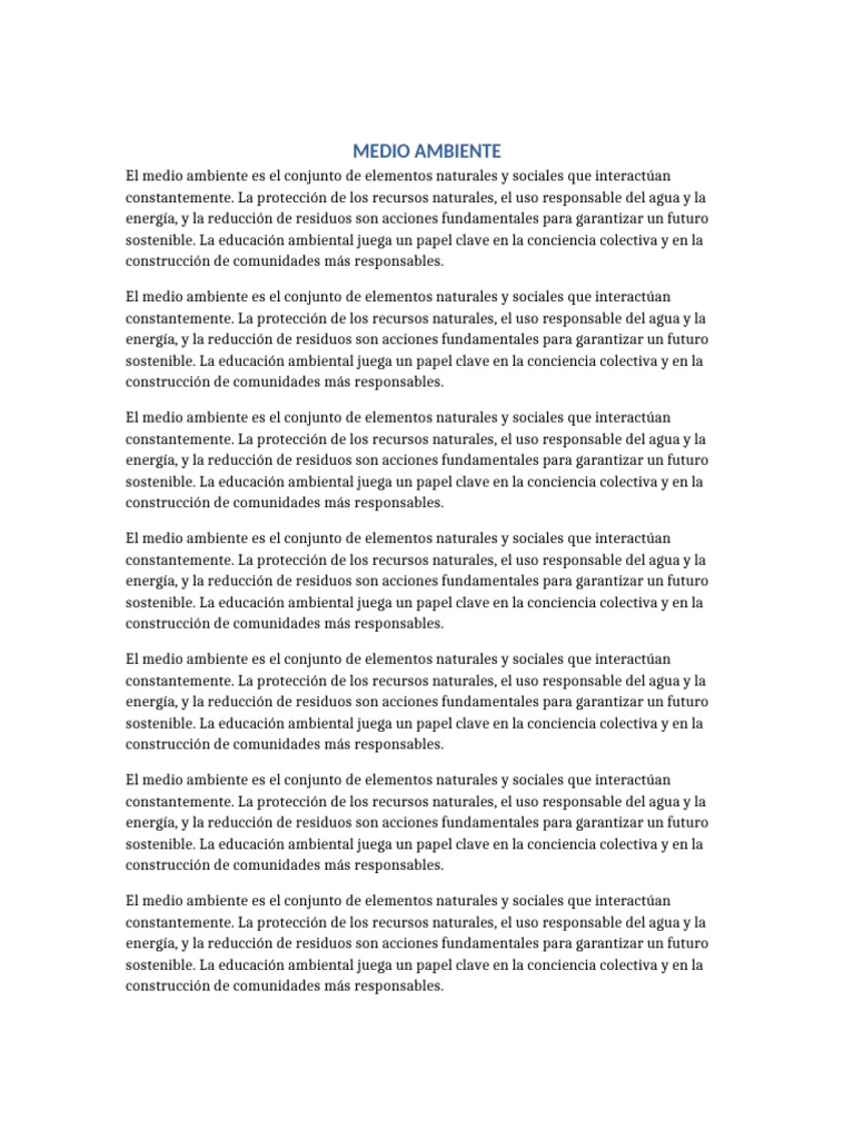 Medio Ambiente | PDF | Sustentabilidad | Entorno natural