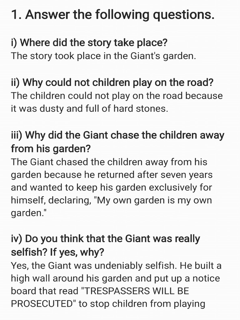 Unit 1 THE SELFISH GIANT - 260219 - 153409 | PDF