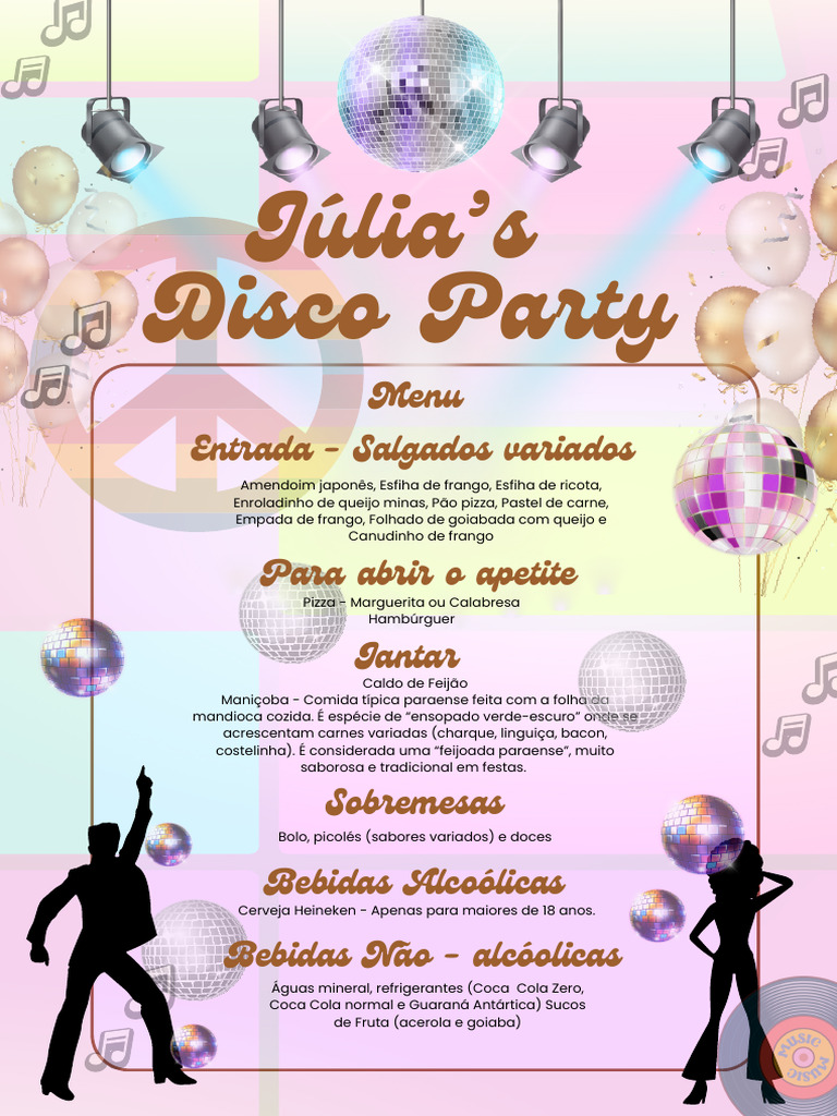 Júlia's Disco Party Menu Ok | PDF