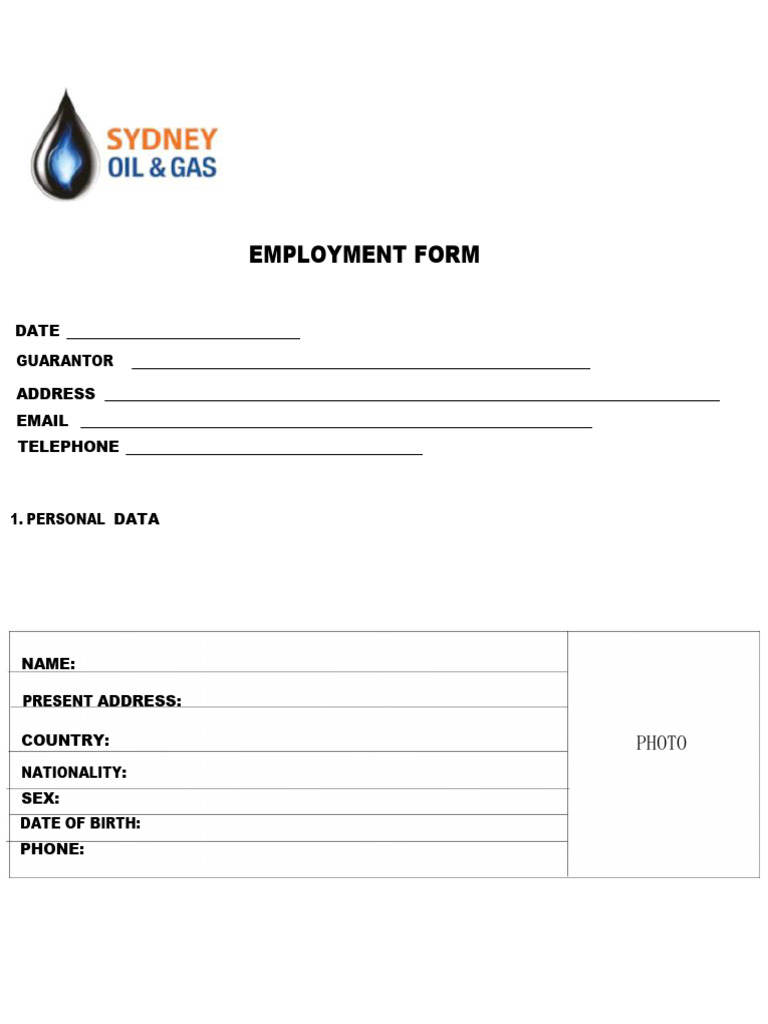 Employment Form | PDF