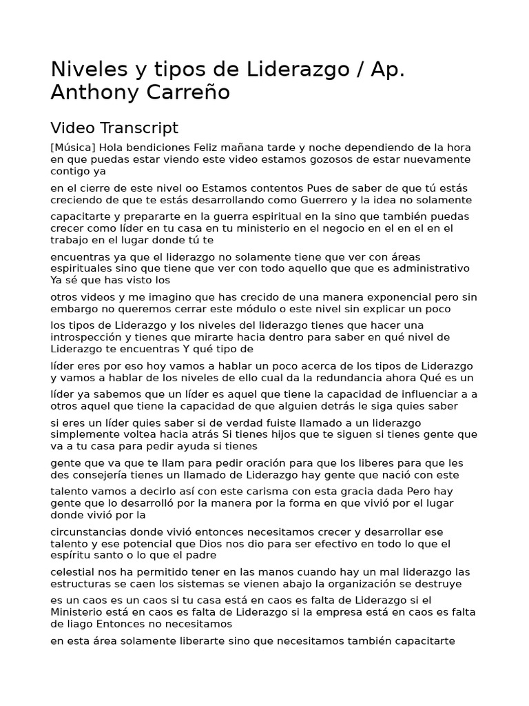 Tipos y Niveles de Liderazgo | PDF | Liderazgo | David