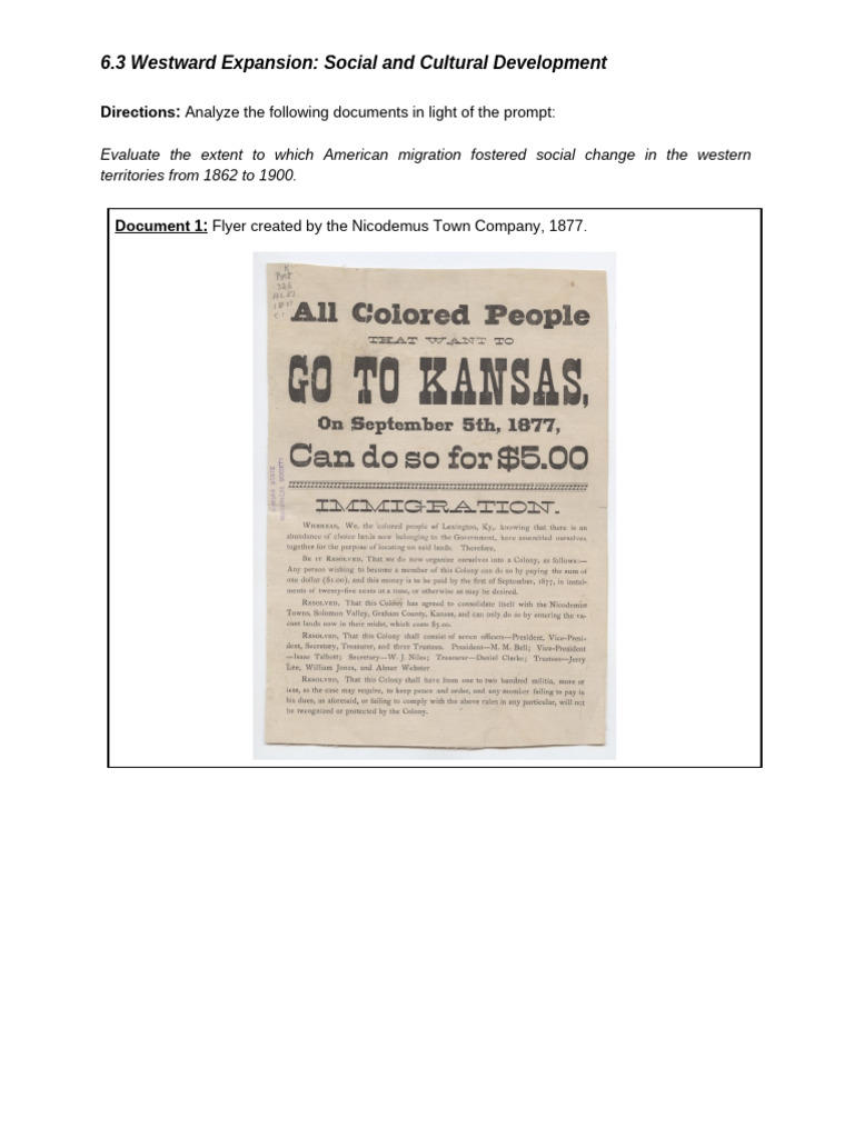 6.3 Westward Expansion Social and Cultural Development 1 | PDF ...