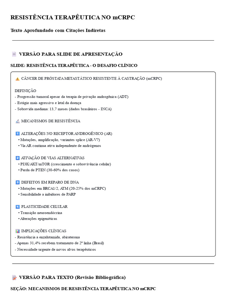 Resistência Terapêutica No MCRPC - Aprofundado | PDF | Câncer | Câncer ...