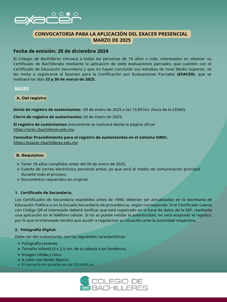 1ra Convocatoria Exacer Presencial 2025 | PDF | México