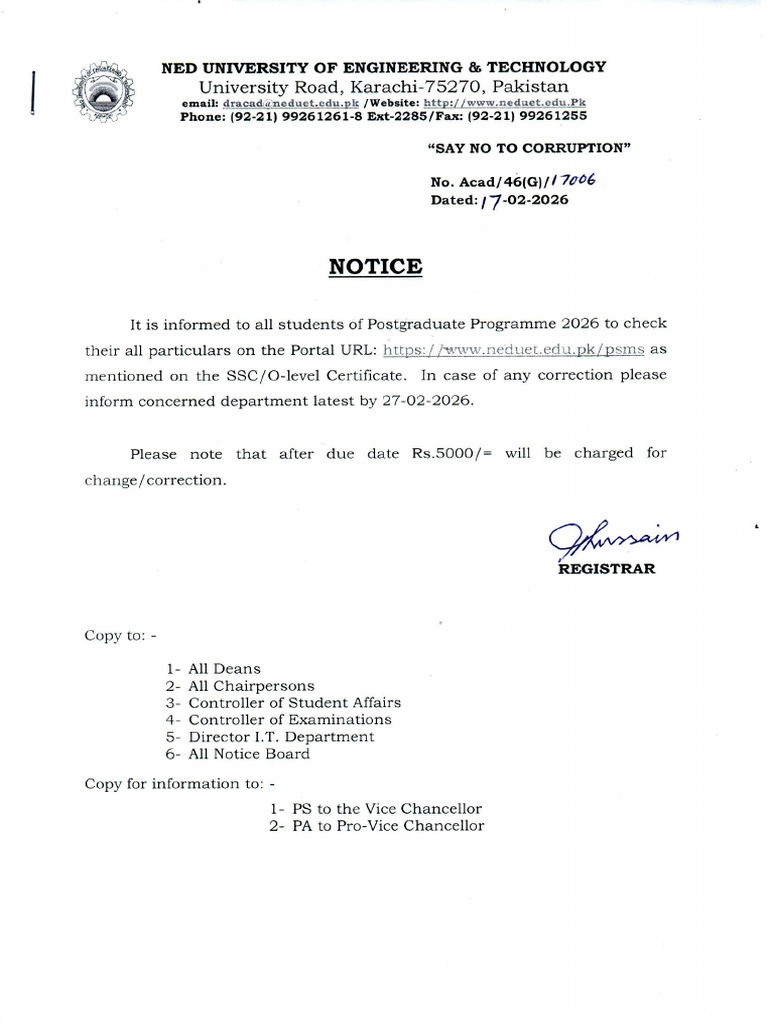 Notice For Correction 2026 | PDF
