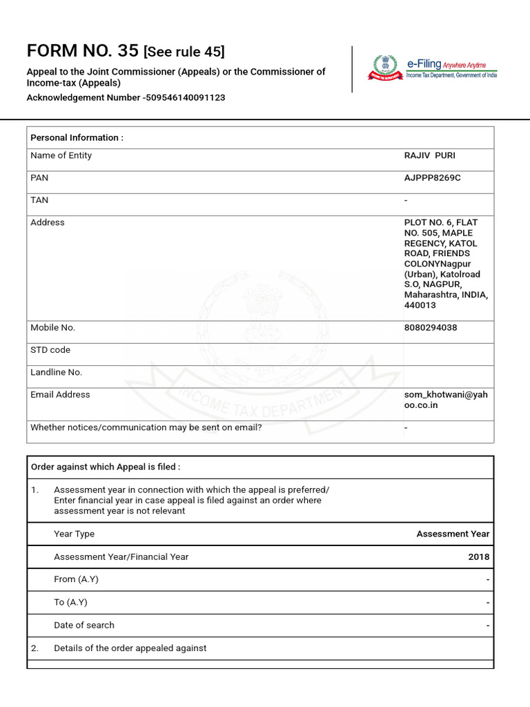 Form 35 - Filed Form | PDF | Income Tax | Payments