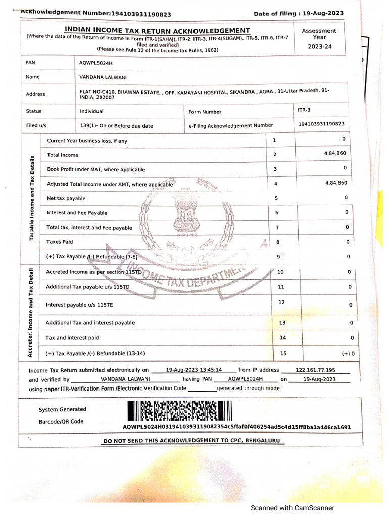 ITR and Computation AY 23-24 | PDF