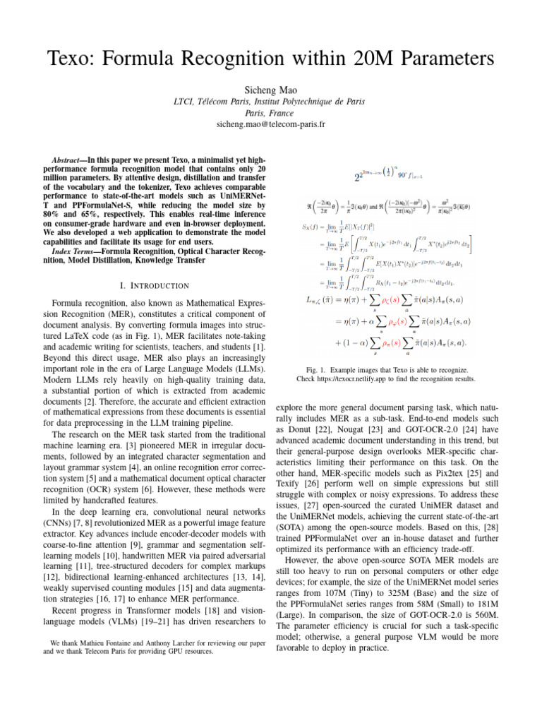 Formula Recognition Within 20M Parameters | PDF | Computing