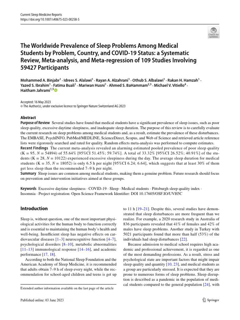 2023 Article 258 | PDF | Sleep Disorder | Sleep