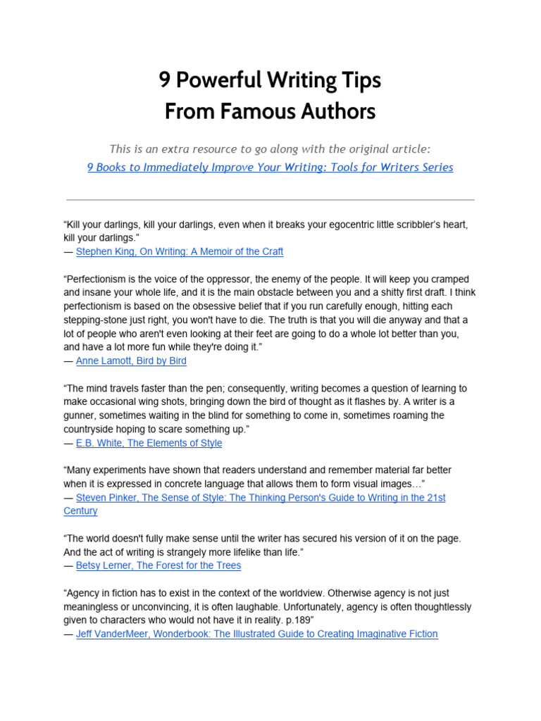9 Powerful Writing Tips From Famous Authors | PDF