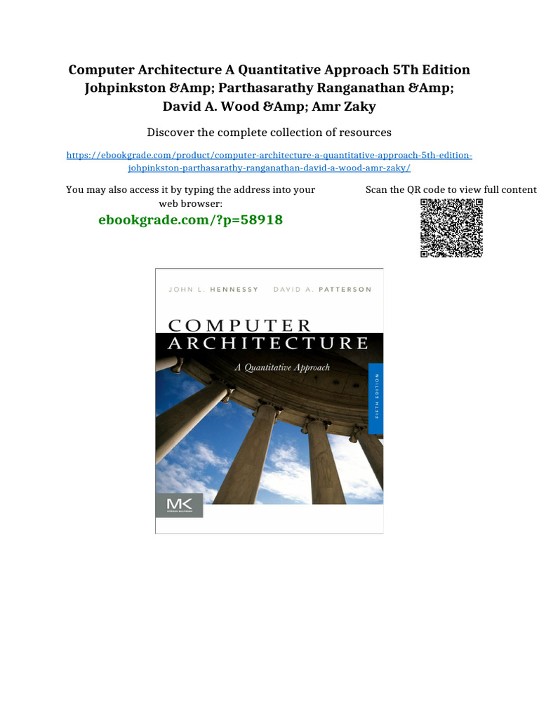 Computer Architecture A Quantitative Approach 5Th Edition Johpinkston ...
