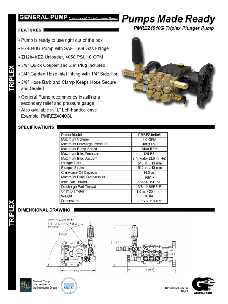 PMREZ4040G Pump | PDF | Pump | Gas Technologies