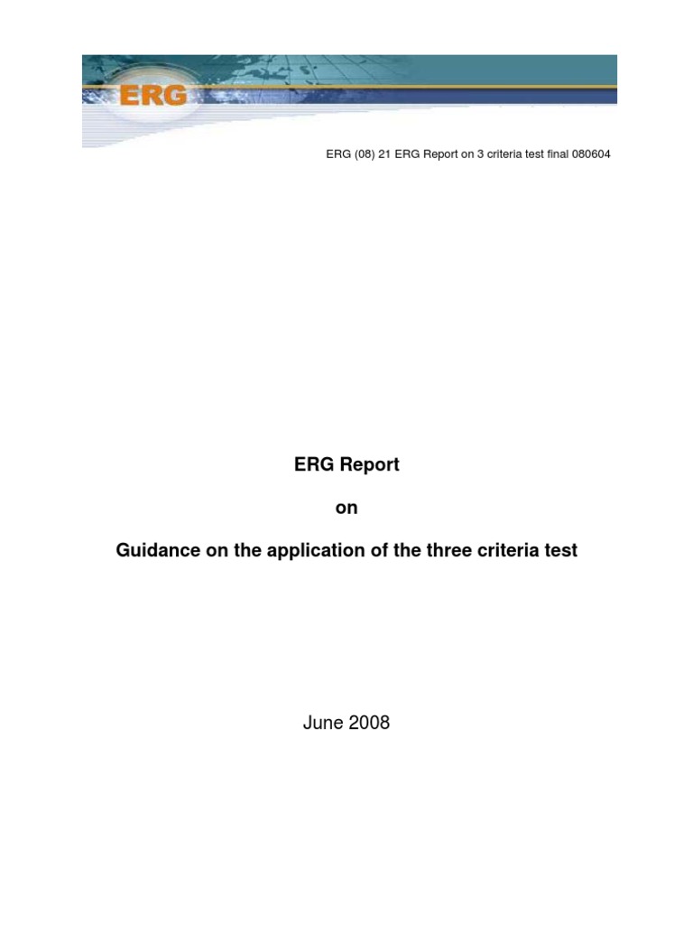 ERG Report on Three Criteria Test | PDF | Competition Law | Competition