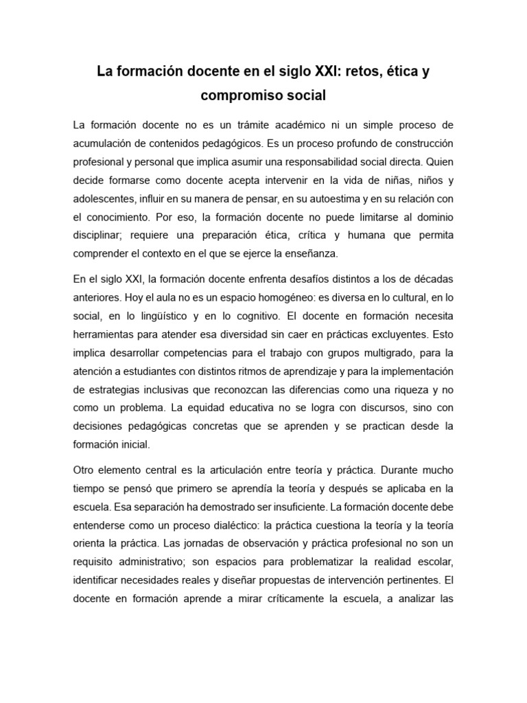 La Formación Docente en El Siglo XXI | PDF | Maestros | Pedagogía