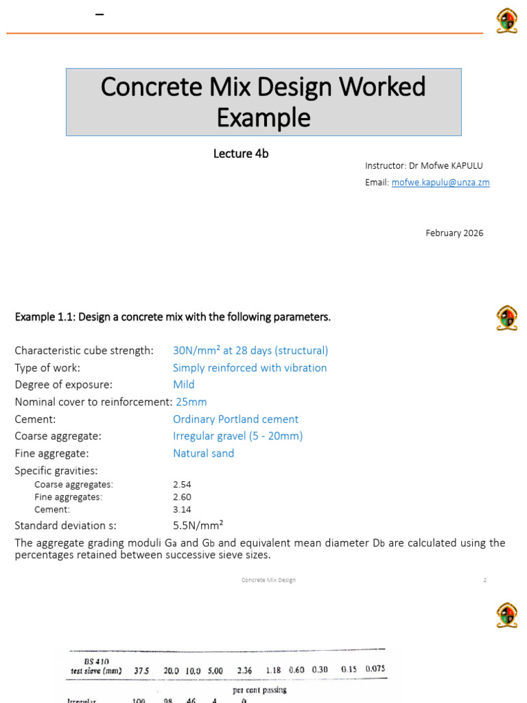 4b Concrete Mix Design Worked Example | PDF | Concrete | Construction ...