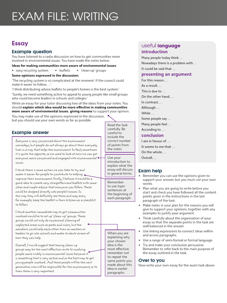 Exam File Writing C1 Advanced | PDF | Essays | Reason