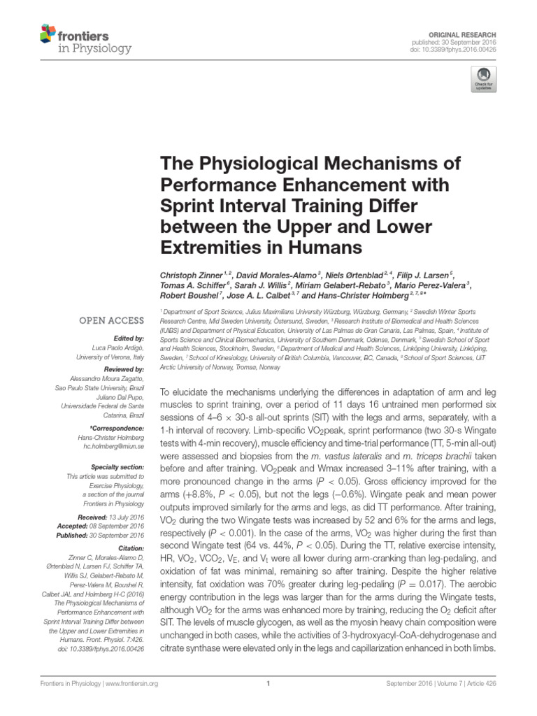 The Physiological Mechanisms of Performance Enhancement With Sprint ...