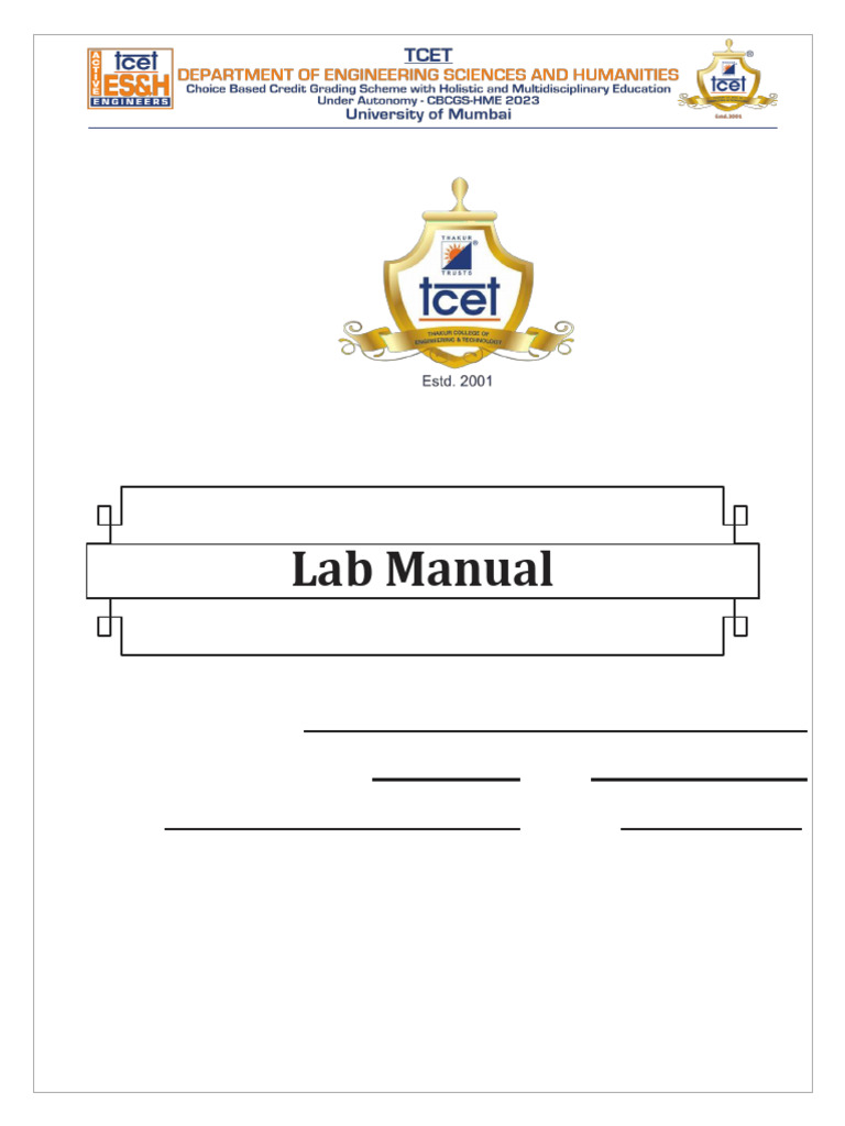 EM Lab Manual 2025-2026 - Updated-1 | PDF | Center Of Mass | Force