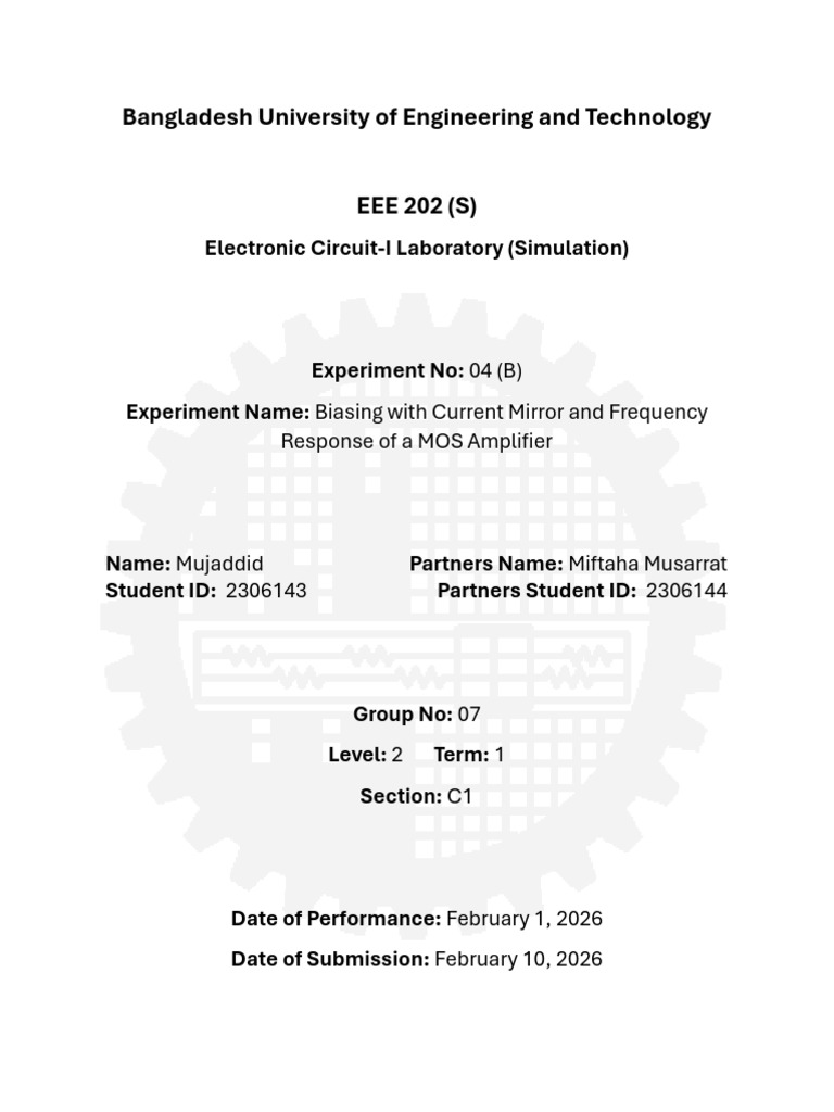 Bangladesh University of Engineering and Technology EEE 202 (S) | PDF ...