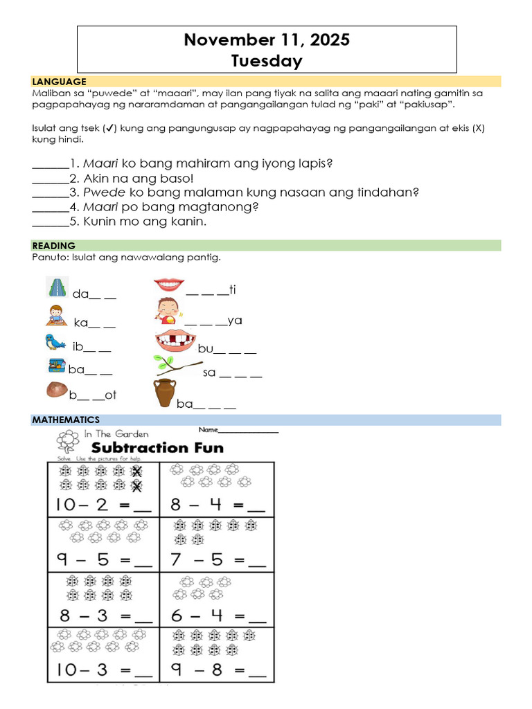 November 11 Adm Activities | PDF