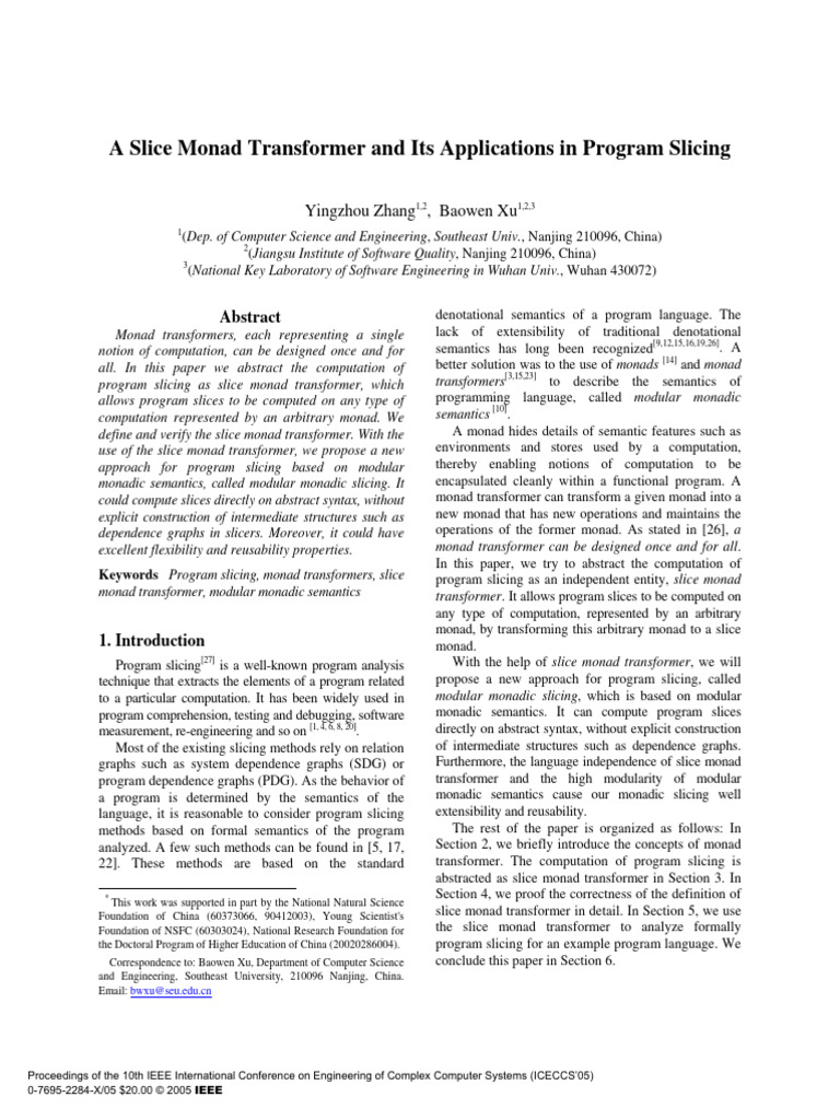 A Slice Monad Transformer and Its Applications in Program Slicin | PDF ...
