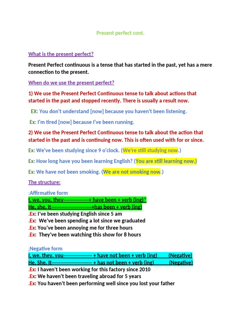 Present Perfect Contf45Gh | PDF