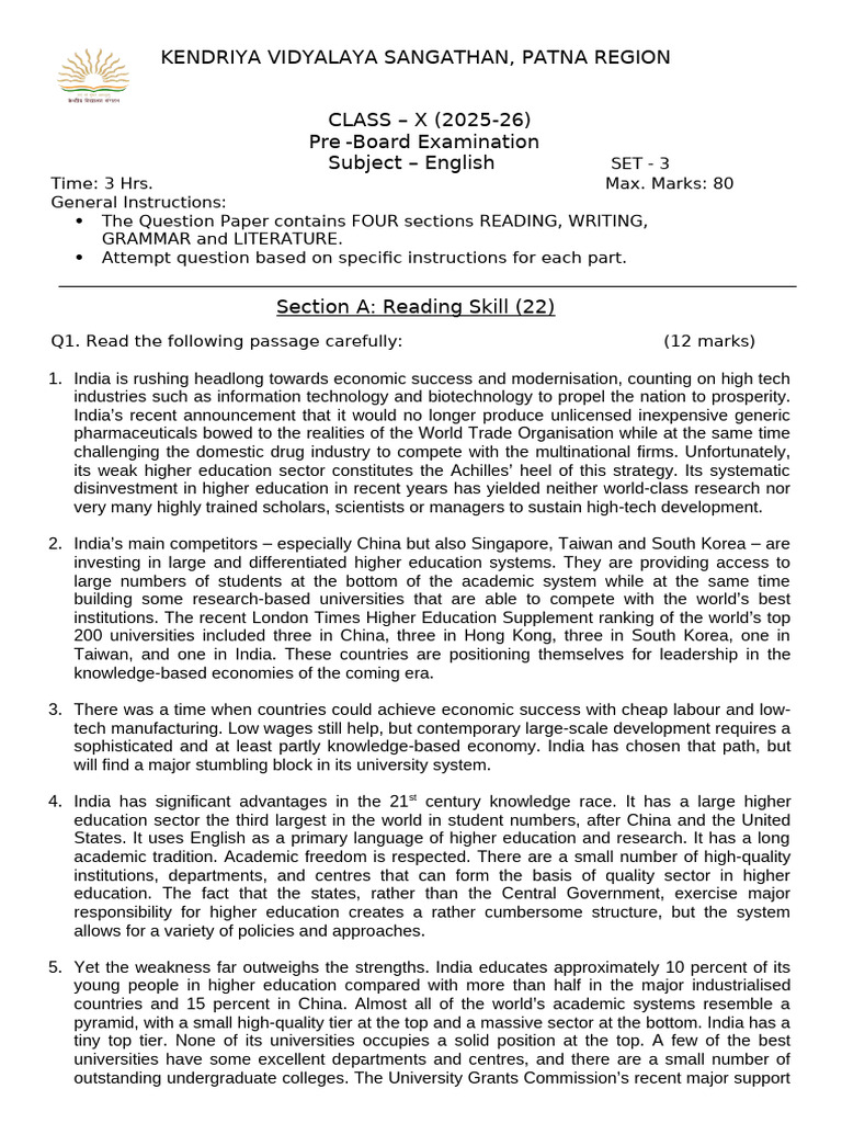 PB1 CLASS X - Question Paper | PDF | Beauty